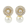 Rack Plating Brass With ABS Imitation Pearl Beads EJEW-U006-05G-1