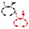 2Pcs 2 Colors  Adjustable Braided Nylon Cords Bracelet Making AJEW-TA0001-51-1