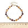 Natural Amber & Brass Beaded Bracelets for Women BJEW-JB13664-4