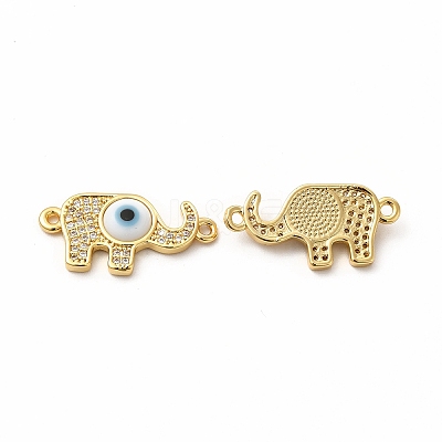 Rack Plating Real 18K Gold Plated Brass Micro Pave Clear Cubic Zirconia Connector Charms ZIRC-L102-05G-01-1