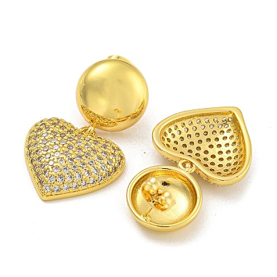 Rack Plating Brass Micro Pave Clear Cubic Zirconia Stud Earrings EJEW-I313-15C-G-1