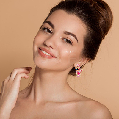 3 Pairs 3 Style Rhinestone Wine Glass Dangle Stud Earrings EJEW-AN0003-61-1