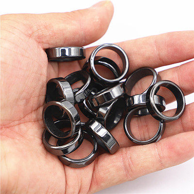 Non-Magnetic Synthetic Hematite Plain Band Ring FIND-PW0021-11D-1