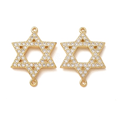 Brass Micro Pave Clear Cubic Zirconia Connector Charms CU-CBA4579-20G-1