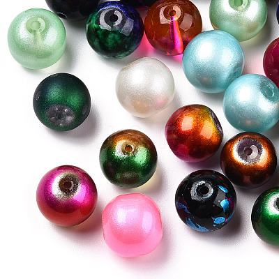 Mixed Style & Mixed Color Round Spray Painted Glass Beads DGLA-X0003-12mm-1