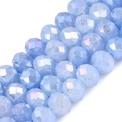 Dyed Crackle Imitation Jade Glass Beads Strands EGLA-Q131-02C-01-1