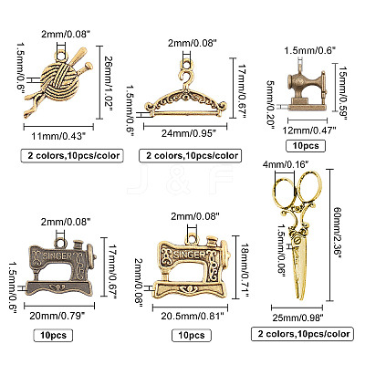 90 Pcs 9 Styles Tibetan Style Alloy Pendants TIBEP-PH0001-20-1