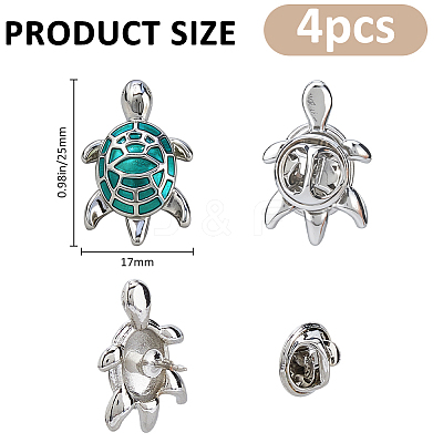 4Pcs Turtle Brass Enamel Lapel Pin Backs for Backpack Clothes JEWB-FH0003-05-1