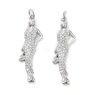 Rack Plating Brass Micro Pave Clear Cubic Zirconia Pendants KK-M280-03P-1