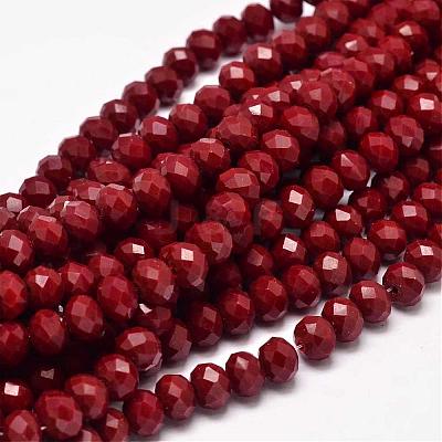 Faceted Rondelle Glass Beads Strands X-GLAA-I033-8mm-11-1