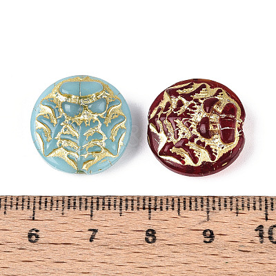 Flat Round with Tree Glass Beads GLAA-T025-71M-1