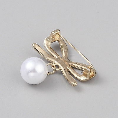 ABS Plastic Bead Zinc Alloy Brooches LS-JEWB-WH0021-78B-G-1
