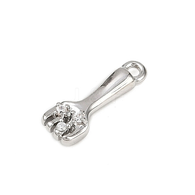 Brass Pave Clear Cubic Zirconia Pendants KK-L238-10P-1