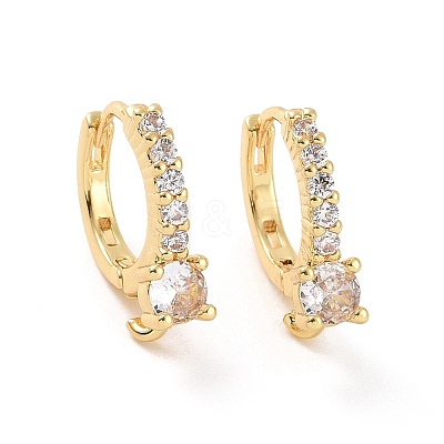 Brass Micro Pave Clear Cubic Zirconia Hoop Earring Findings ZIRC-F133-11G-1