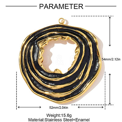 304 Stainless Steel Enamel Big Pendants STAS-OY002-80G-02-1