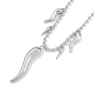 Rack Plating Brass Italian Horn Cornicello Bib Necklacess NJEW-P317-06P-1