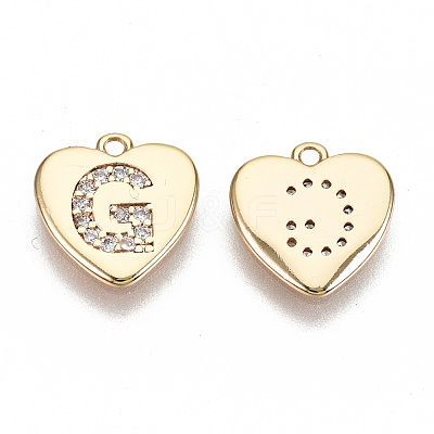 Brass Micro Pave Clear Cubic Zirconia Charms KK-N231-234G-NF-1