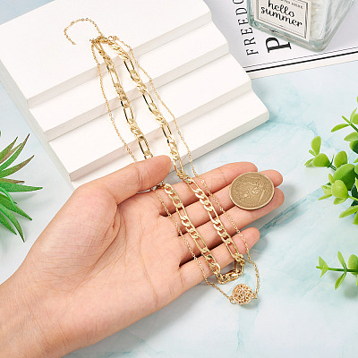Brass Double Layer Necklaces NJEW-TAC0020-1
