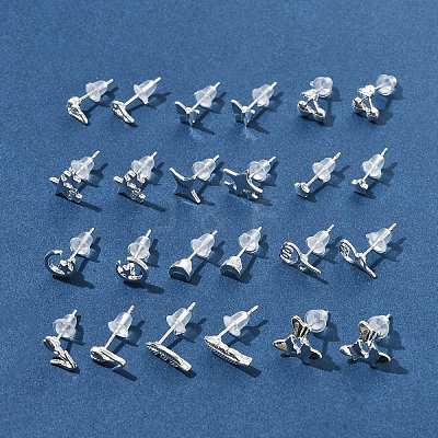 2 Pairs Alloy Stud Earrings for Women EJEW-FS0001-27L-1