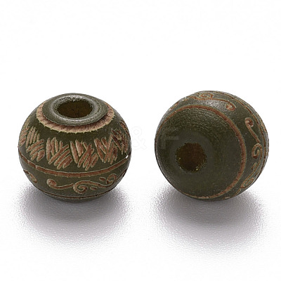 Painted Natural Wood Beads WOOD-N006-02A-11-1