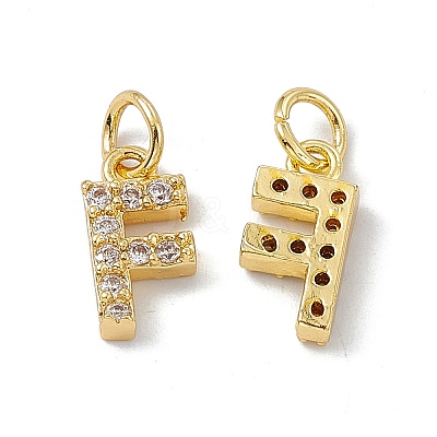 Real 18K Gold Plated Brass Micro Pave Clear Cubic Zirconia Charms KK-E068-VB452-F-1
