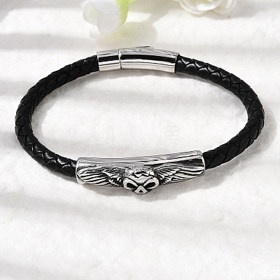 Braided Microfiber Leather Cord Bracelets BJEW-A092-01C-AS-1
