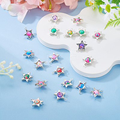 20Pcs Polymer Clay Star & CCB Frame Links Connector Charms CLAY-TADJ0001-06-1
