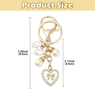 Heart & Bowknot Alloy Enamel Pendant Keychain KEYC-YW00133-01-1