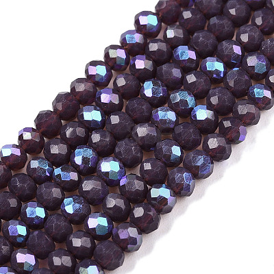 Electroplate Opaque Solid Color Glass Beads Strands EGLA-A044-P2mm-L11-1