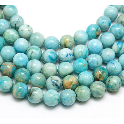 Natural Gemstone Hemimorphite Round Beads Strands G-L145-8mm-01-1