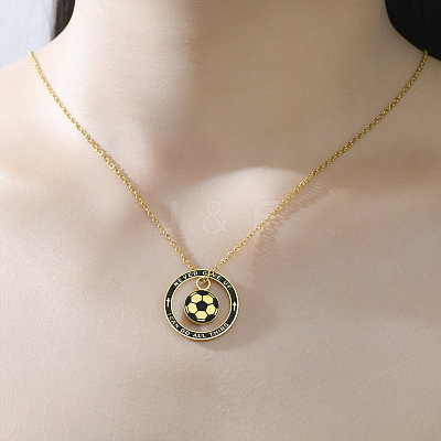304 Stainless Steel Enamel Sport Football Pendant Necklaces WGDDA99-03-1
