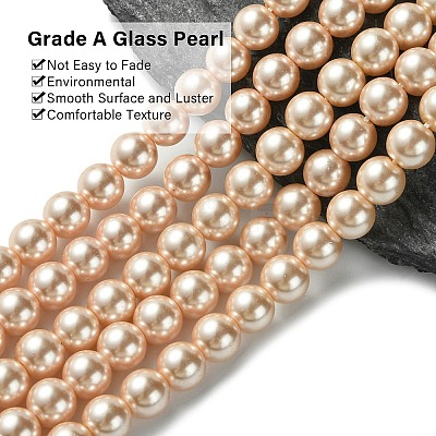 Eco-Friendly Glass Pearl Beads Strands HY-A008-8mm-RB092-1
