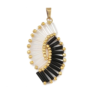 Glass Seed Beaded Pendants PALLOY-MZ01375-01-1