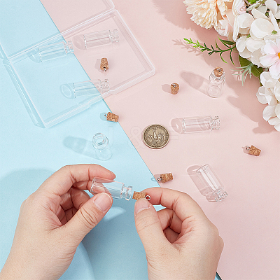 10Pcs Column Empty Glass Wishing Bottle Pendants AJEW-SC0001-91-1