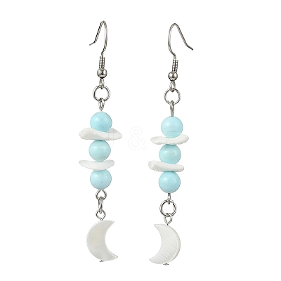 Natural Freshwater Shell and Howlite Dangle Earrings EJEW-JE07169-1