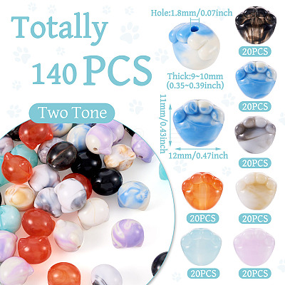 140Pcs 7 Colors Two Tone Acrylic Beads TACR-TA0001-50A-1