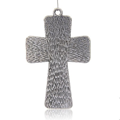 Tibetan Style Alloy Cross Big Pendant Cabochon Settings PALLOY-J471-08AS-1