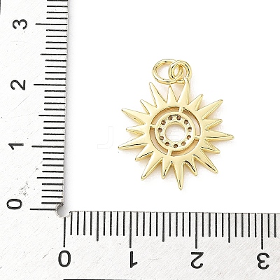 Brass Micro Pave Clear Cubic Zirconia Pendants KK-B141-45G-01-1