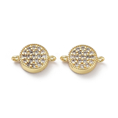 Rack Plating Brass Micro Pave Clear Cubic Zirconia Connector Charms KK-Z036-07G-1