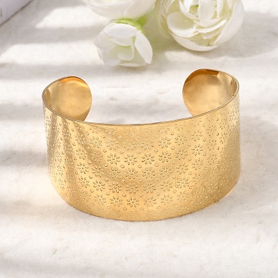 316L Surgical Stainless Steel Cuff Bangles BJEW-D454-01C-G-1