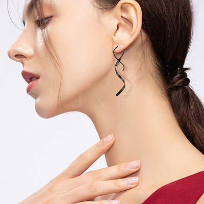 4 Pairs 4 Colors 304 Stainless Steel Spiral Dangle Earrings for Women EJEW-AN0003-02-1