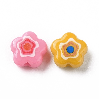 Printed Opaque Acrylic Beads OACR-E009-07A-1