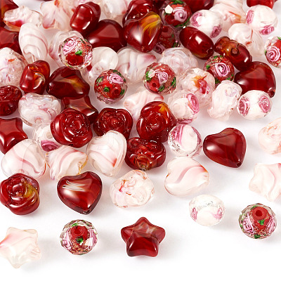 80Pcs 8 Styles Millefiori Glass Beads Strands GLAA-TA0003-43C-1