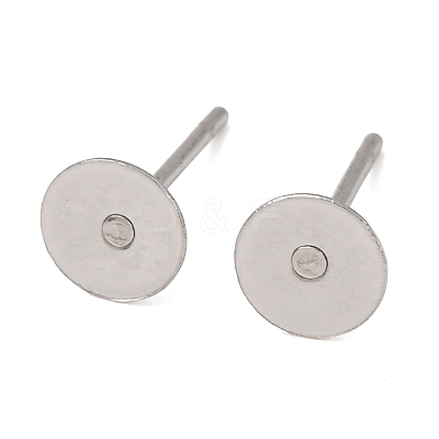Tarnish Resistant 316 Surgical Stainless Steel Flat Round Blank Peg Stud Earring Settings X-STAS-R073-06-1