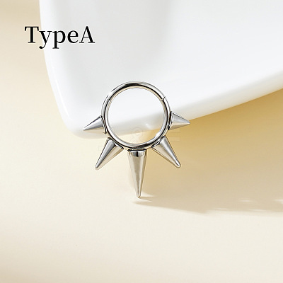 316 Surgical Stainless Steel Spike Hoop Nose Rings WG34C30-26-1