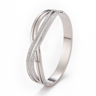 Crystal Rhinestone Infinity Hinged Bangle BJEW-G648-03P-1