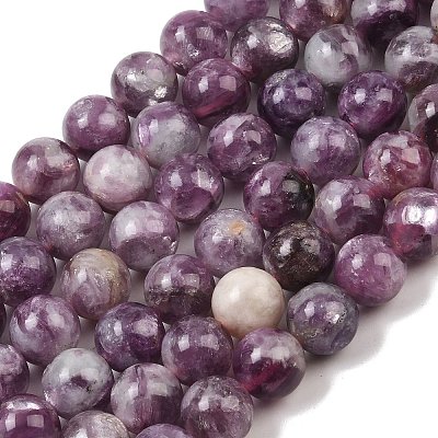 Natural Lepidolite/Purple Mica Stone Beads Strands G-G160-A01-02A-1