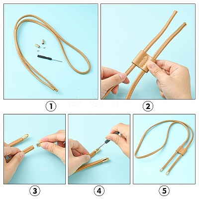 2 Sets 2 Colors PU Imitation Leather Bag Drawstring Cord & Cord Slider DIY Kits DIY-WR0002-08-1
