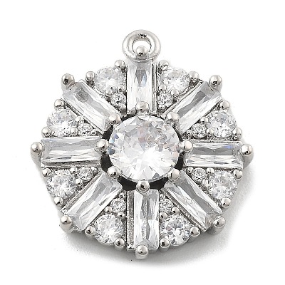 Brass Micro Pave Clear Cubic Zirconia Pendants KK-L228-10P-1