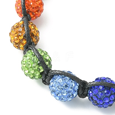 Handmade Polymer Clay Rhinestone Beads Braided Bead Bracelets BJEW-TA00320-1